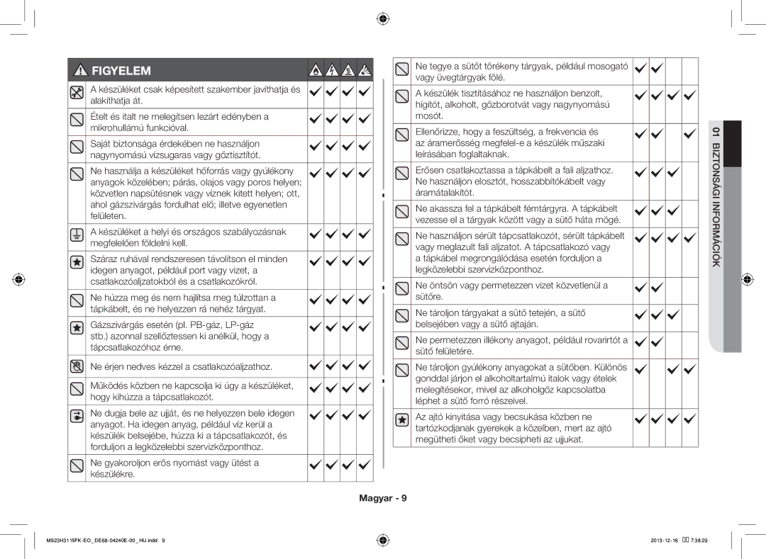 Samsung MS23H3115FK/EO manual Ne gyakoroljon erős nyomást vagy ütést a készülékre, Áramátalakítót 