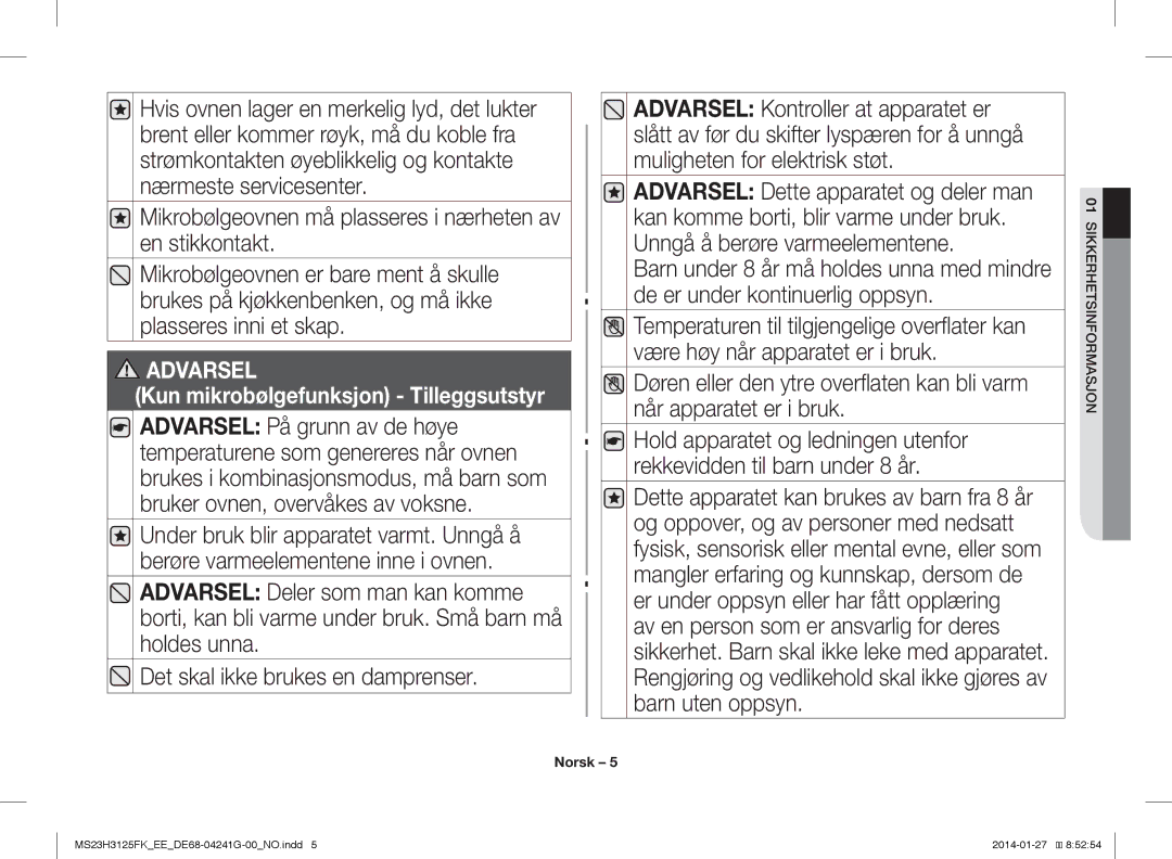 Samsung MS23H3125FK/EE manual Kun mikrobølgefunksjon Tilleggsutstyr 