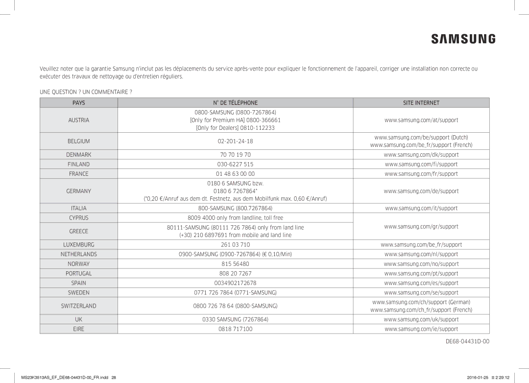 Samsung MS23K3513AW/EF Only for Premium HA Only for Dealers, 02-201-24-18, 70 70 19, 030-6227, 01 48 63 00, 0180 6, 261 03 