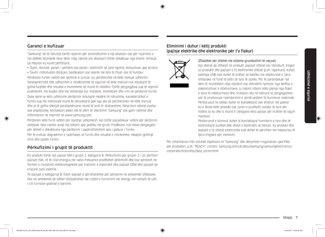 Samsung MS23K3513AK/EG, MS23K3513AK/OL manual Garanci e kufizuar, Përkufizimi i grupit të produktit 