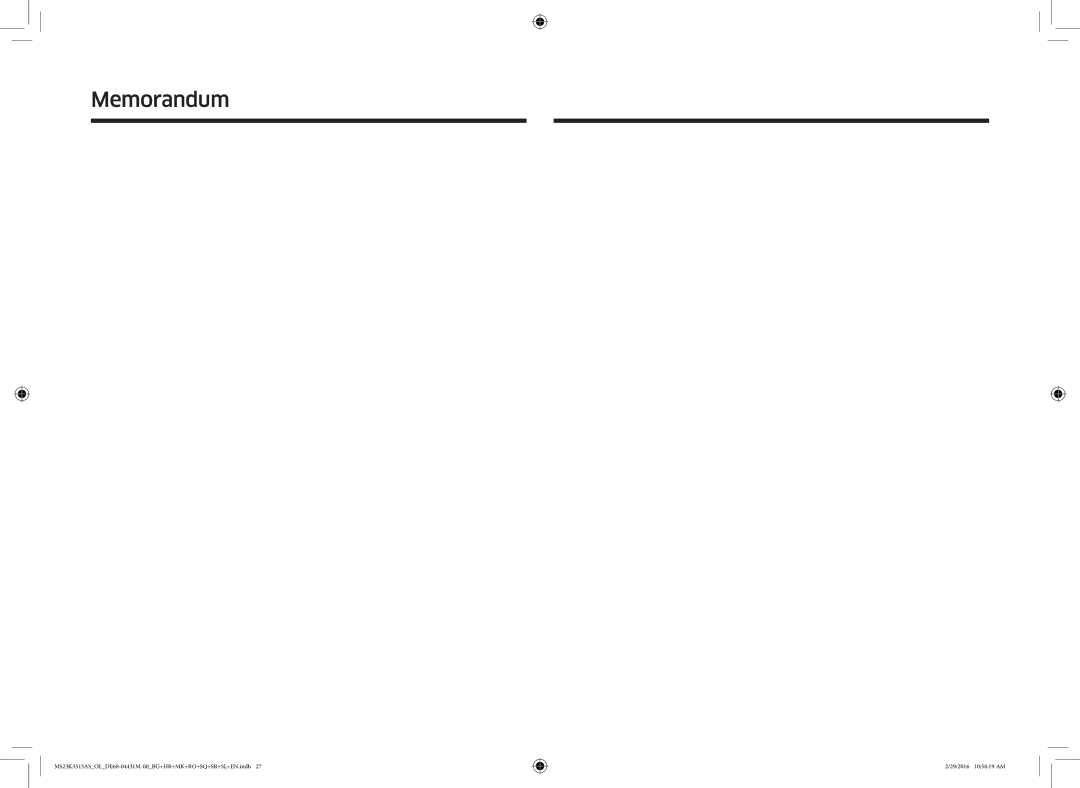 Samsung MS23K3513AK/EG, MS23K3513AK/OL manual Memorandum 