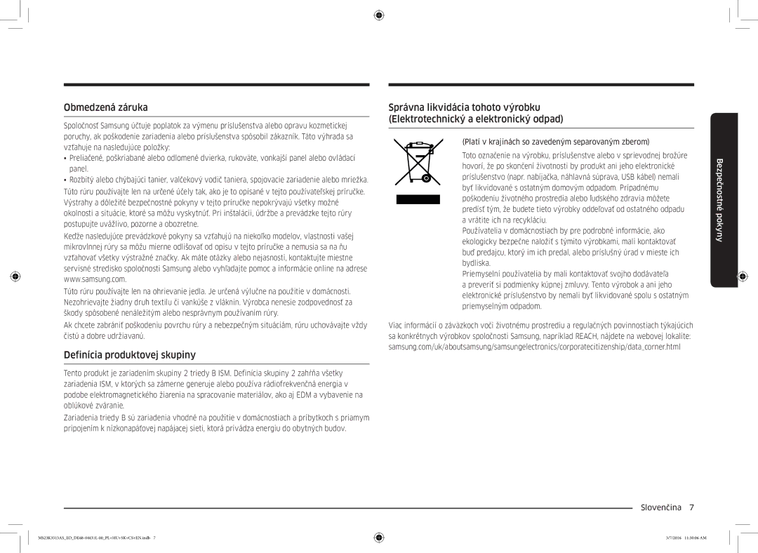 Samsung MS23K3513AS/EO manual Obmedzená záruka, Definícia produktovej skupiny 