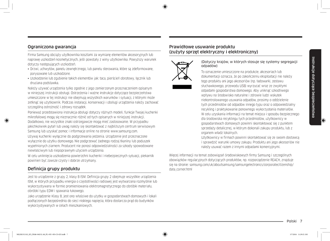 Samsung MS23K3513AS/EO manual Ograniczona gwarancja, Definicja grupy produktu 