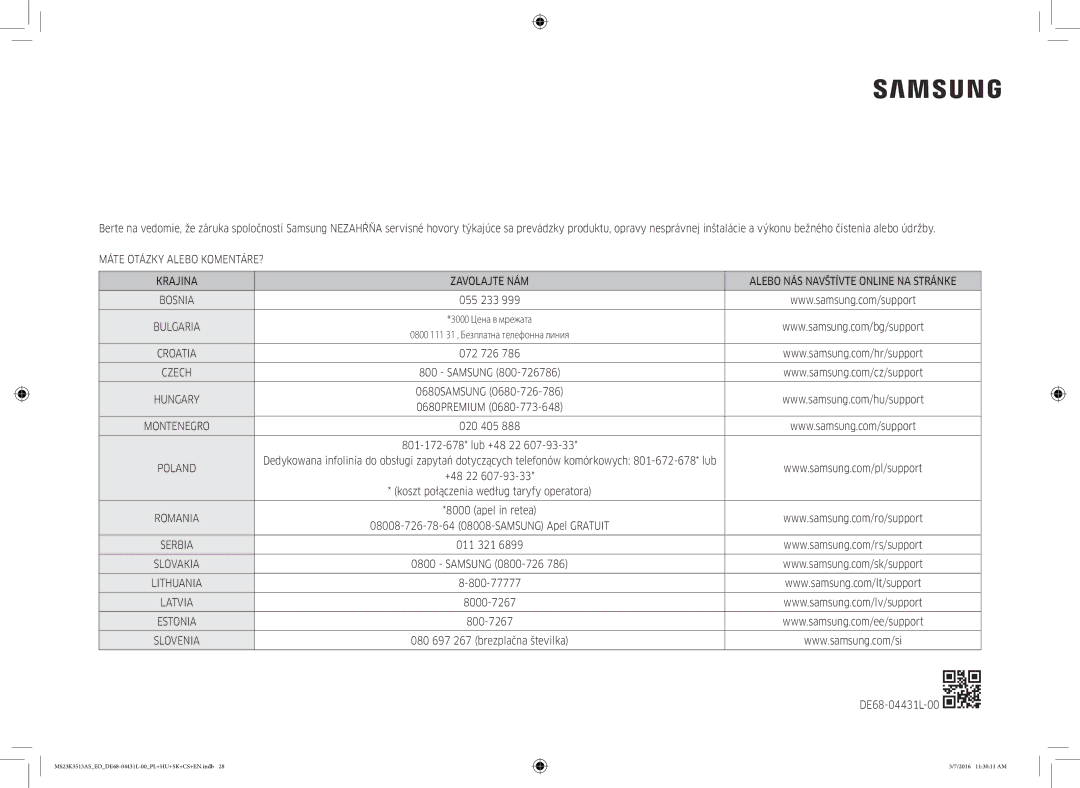 Samsung MS23K3513AS/EO manual Máte Otázky Alebo KOMENTÁRE? Krajina Zavolajte NÁM, 020 405 