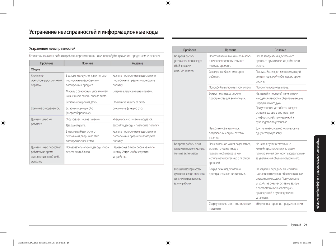 Samsung MS23K3515AS/BW, MS23K3515AK/BW manual Устранение неисправностей 