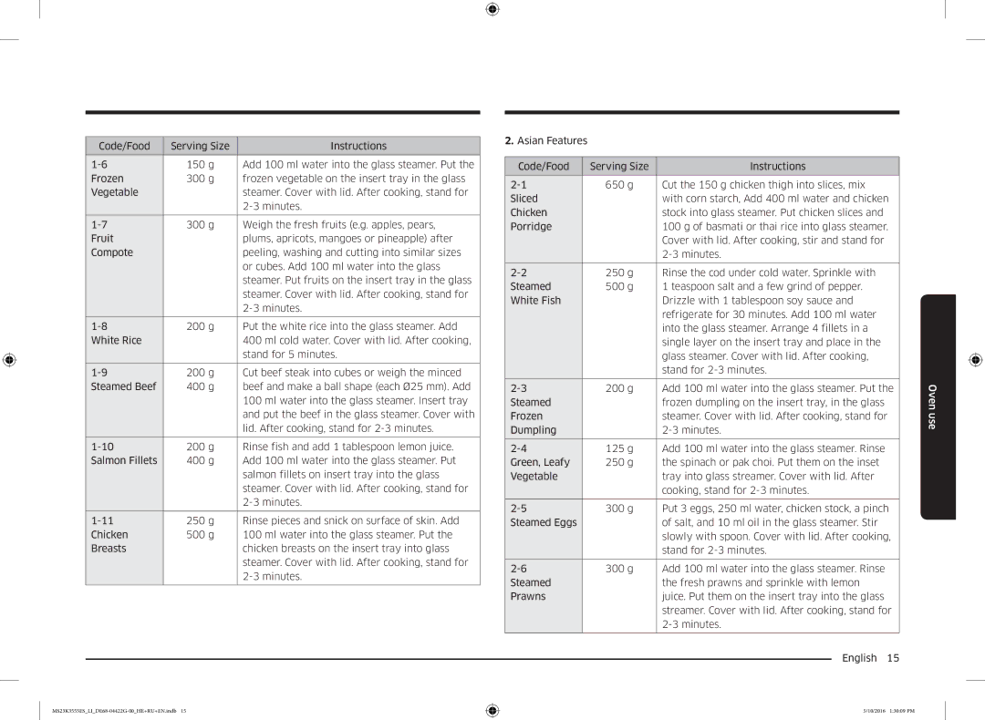 Samsung MS23K3555ES/LI manual Oven use 