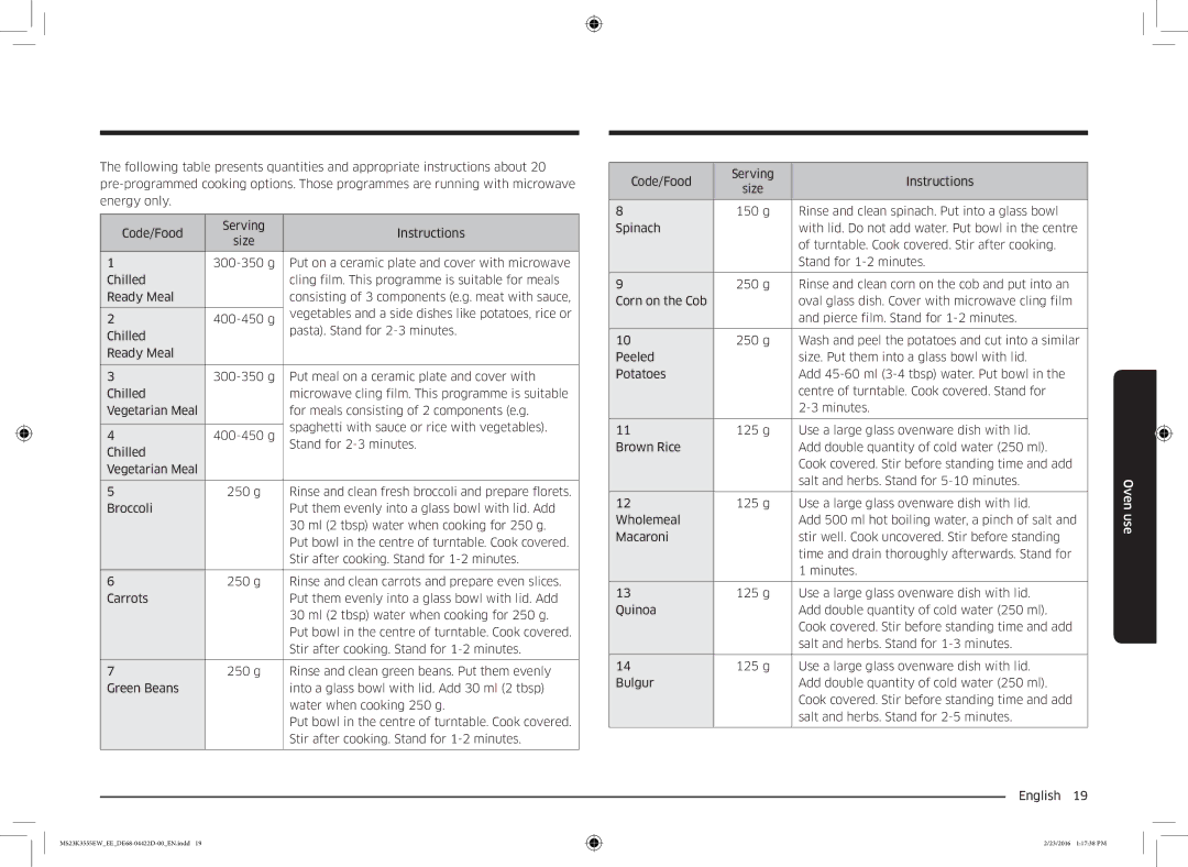 Samsung MS23K3555EW/EE manual Size 