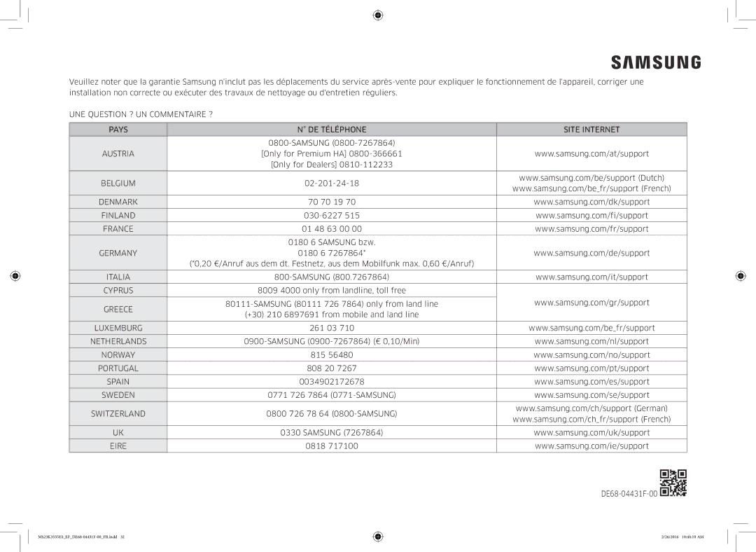 Samsung MS23K3555EW/EF Samsung, Only for Premium HA Only for Dealers, 02-201-24-18, 70 70 19, 030-6227, 261 03, 815, 0818 