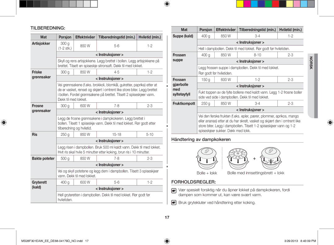 Samsung MS28F301EAS/EE Mat, Artisjokker, Friske, Grønnsaker Instruksjoner, Frosne, Gryterett, Kald Instruksjoner, Med 