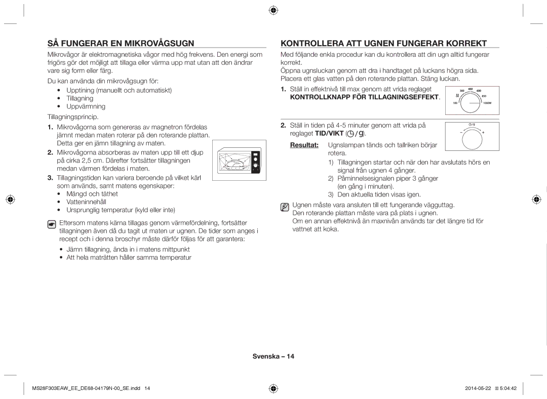 Samsung MS28F303EAS/EE manual Så fungerar en mikrovågsugn, Kontrollera att ugnen fungerar korrekt 