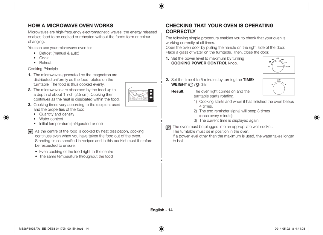 Samsung MS28F303EAS/EE manual How a microwave oven works, Checking that your oven is operating correctly 