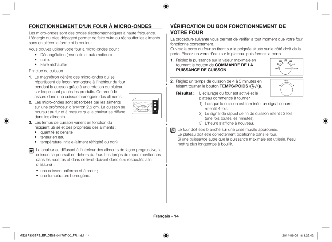 Samsung MS28F303EFS/EF manual Fonctionnement dun four à micro-ondes, Vérification du bon fonctionnement de votre four 