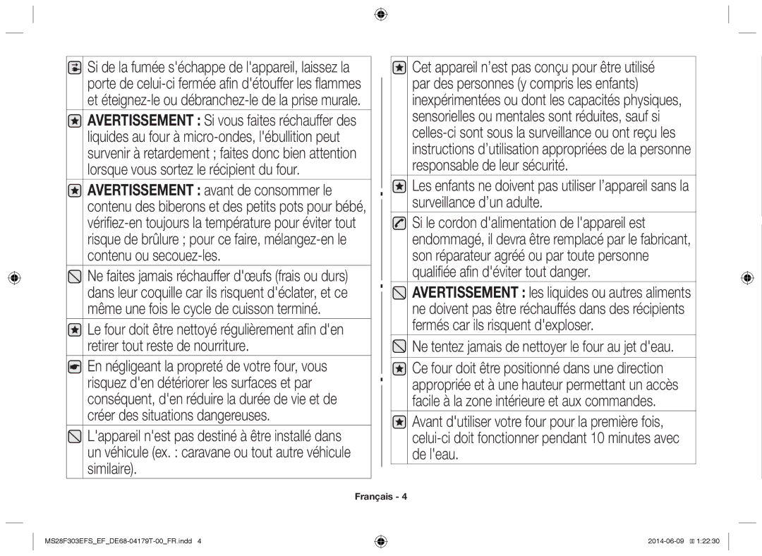 Samsung MS28F303EFS/EF manual Français 