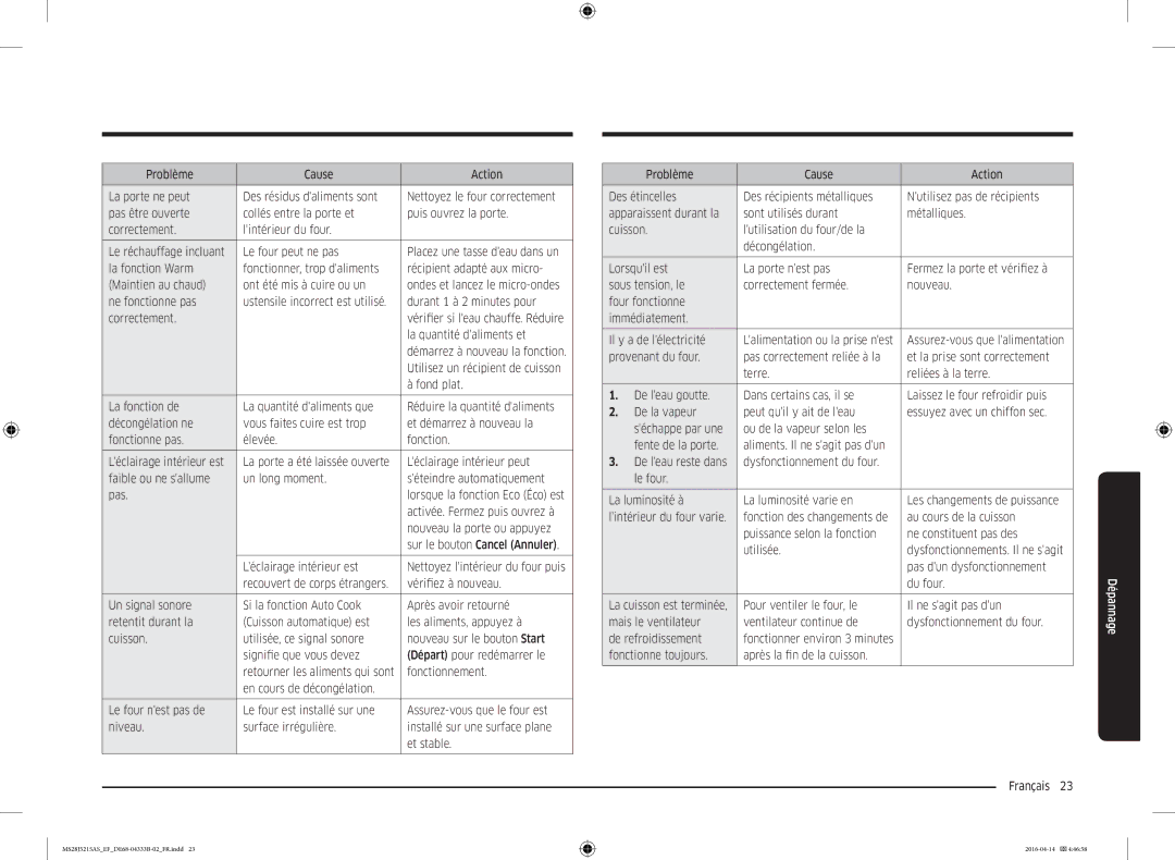 Samsung MS28J5215AB/EF Le four peut ne pas, La quantité daliments et, Utilisez un récipient de cuisson, Fond plat, Du four 
