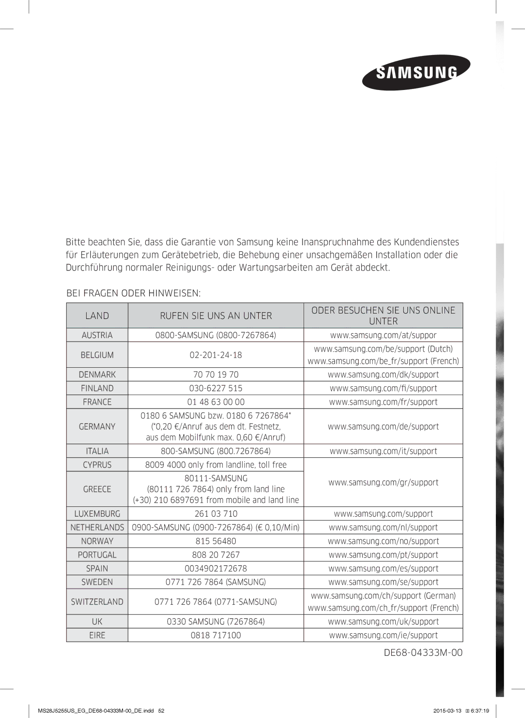 Samsung MS28J5255UB/EF, MS28J5255UB/EG manual DE68-04333M-00 