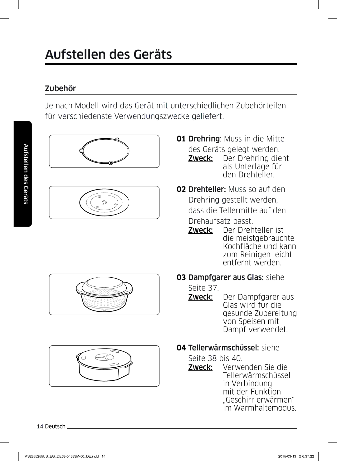 Samsung MS28J5255UB/EF, MS28J5255UB/EG manual Aufstellen des Geräts 