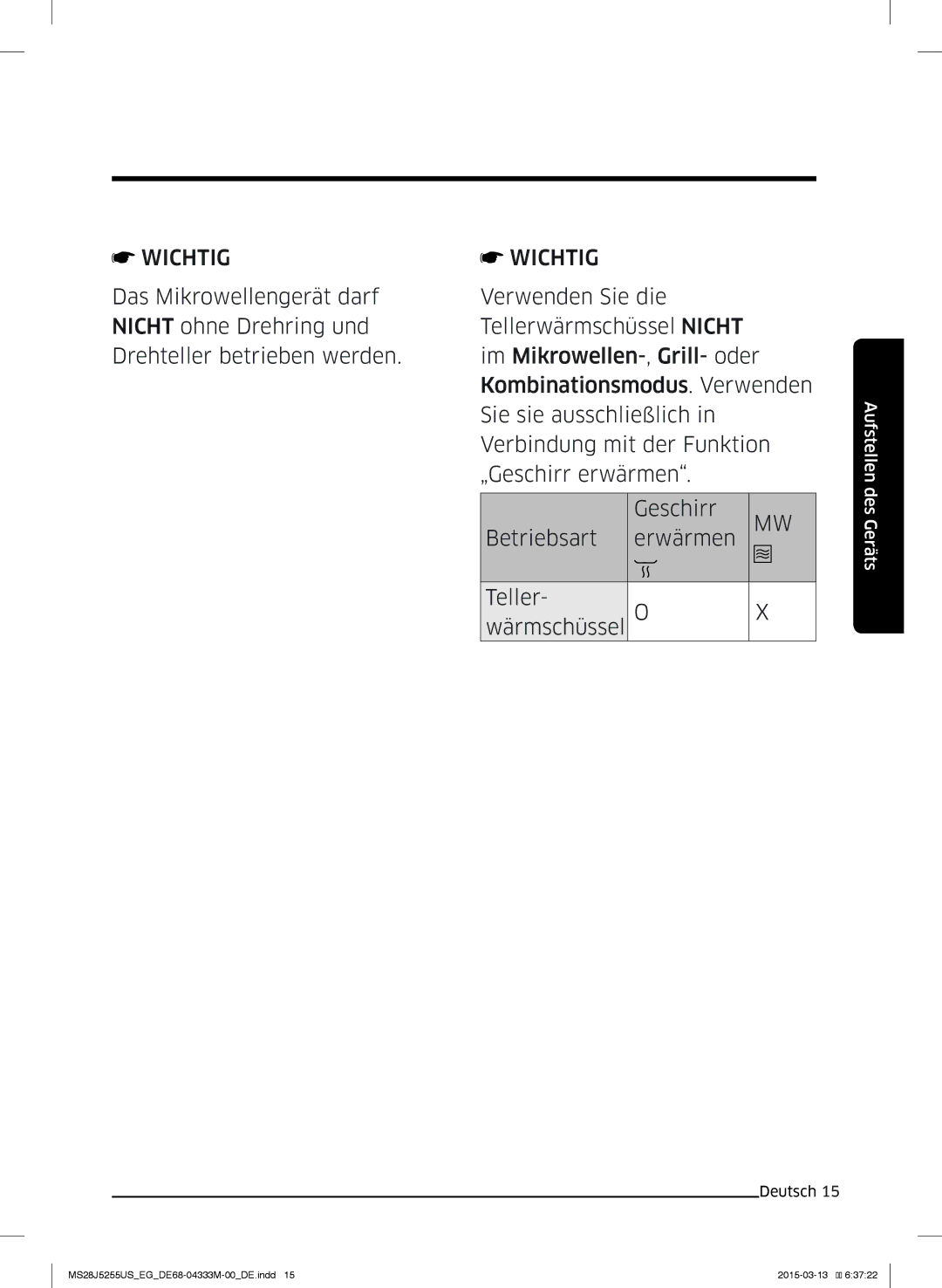 Samsung MS28J5255UB/EG, MS28J5255UB/EF manual Wichtig 