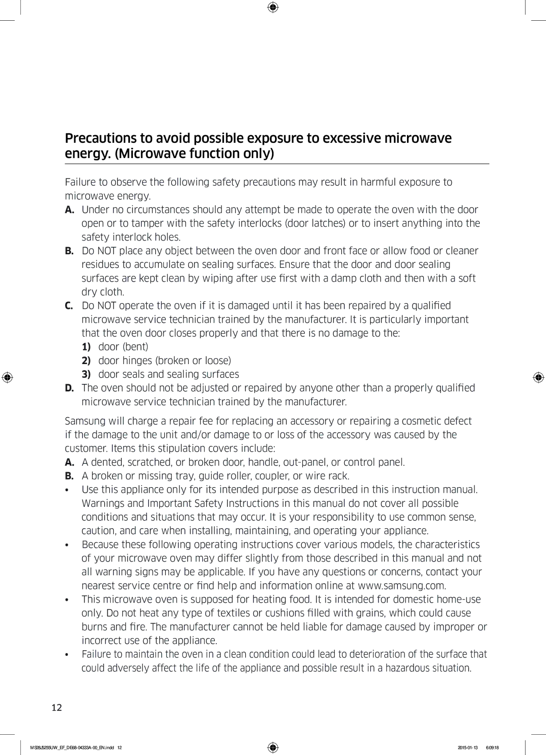 Samsung MS28J5255US/EF, MS28J5255UB/EG, MS28J5255UW/EF, MS28J5255UB/EF manual Safety information 