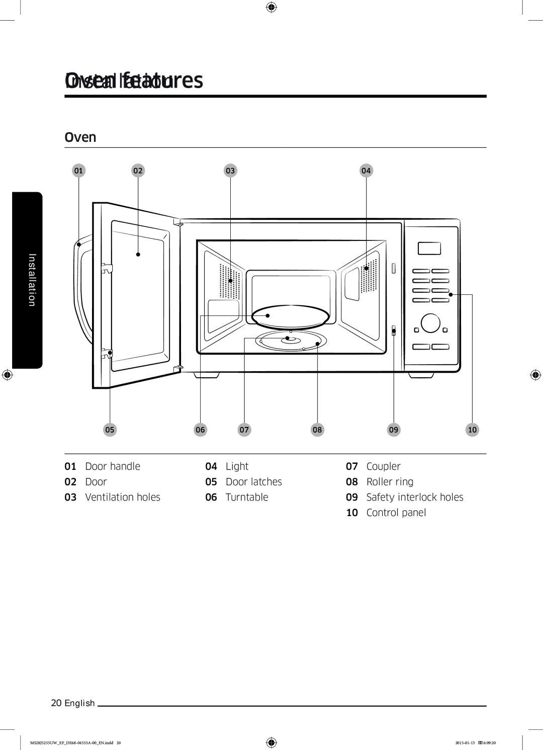 Samsung MS28J5255US/EF, MS28J5255UB/EG, MS28J5255UW/EF, MS28J5255UB/EF manual Oven features 