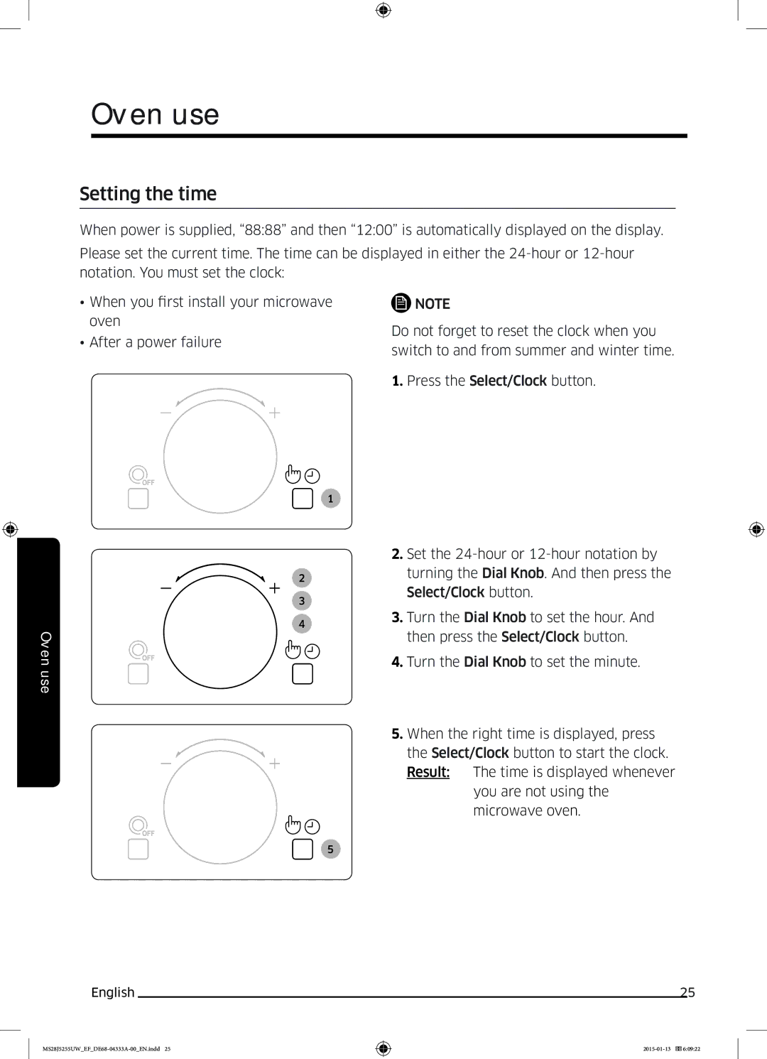 Samsung MS28J5255UW/EF, MS28J5255UB/EG, MS28J5255US/EF, MS28J5255UB/EF manual Setting the time 