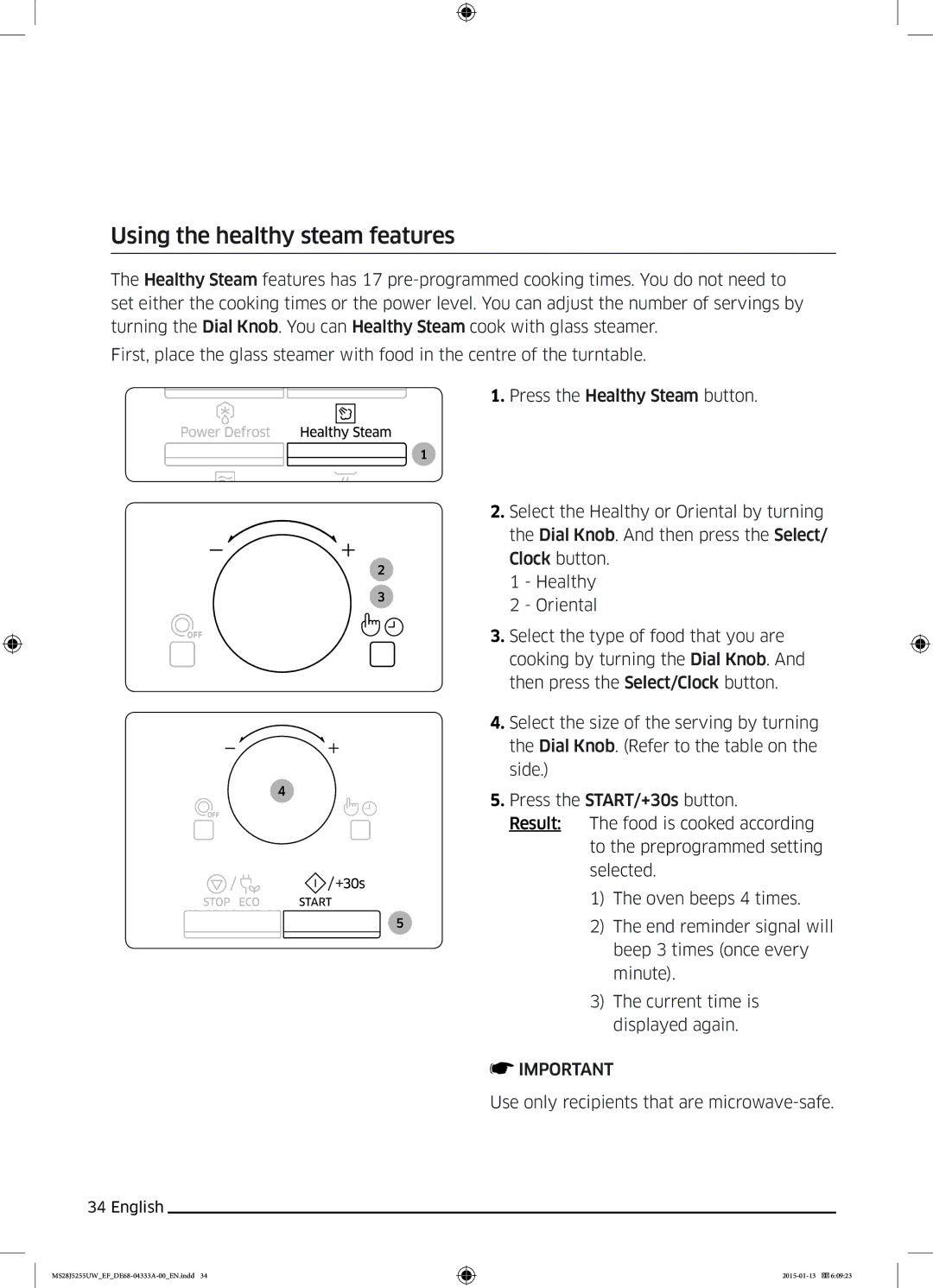 Samsung MS28J5255UB/EF, MS28J5255UB/EG, MS28J5255US/EF, MS28J5255UW/EF manual Using the healthy steam features 