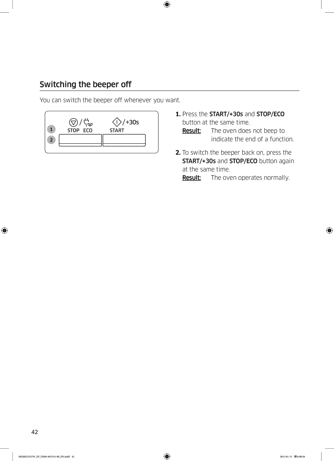 Samsung MS28J5255UB/EF, MS28J5255UB/EG, MS28J5255US/EF, MS28J5255UW/EF manual Switching the beeper off 