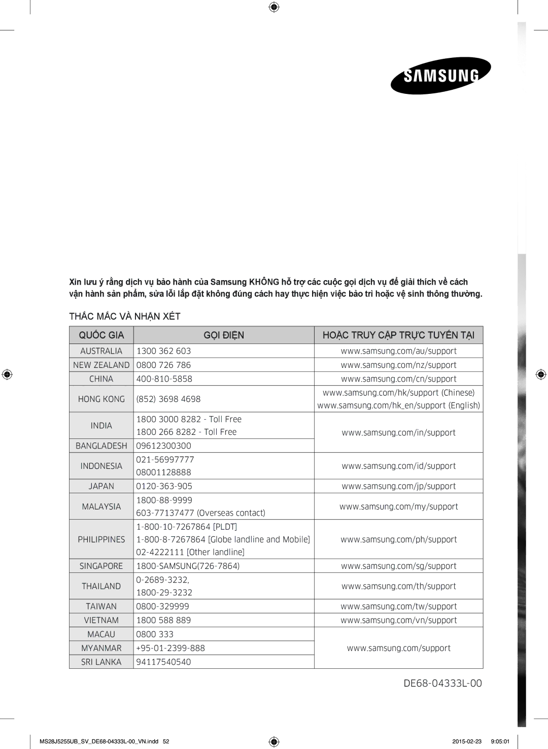 Samsung MS28J5255UB/SV manual DE68-04333L-00 