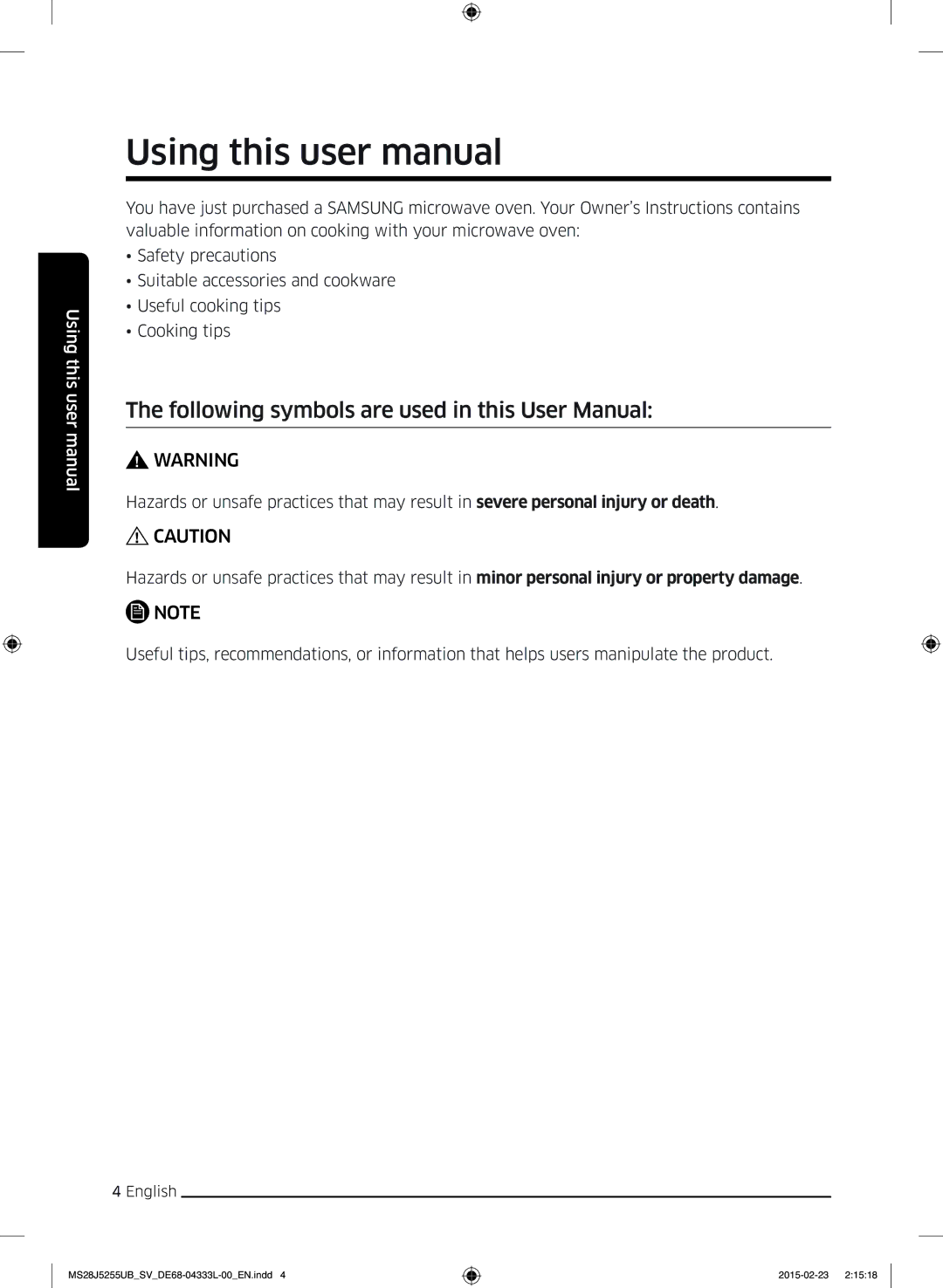 Samsung MS28J5255UB/SV manual English 