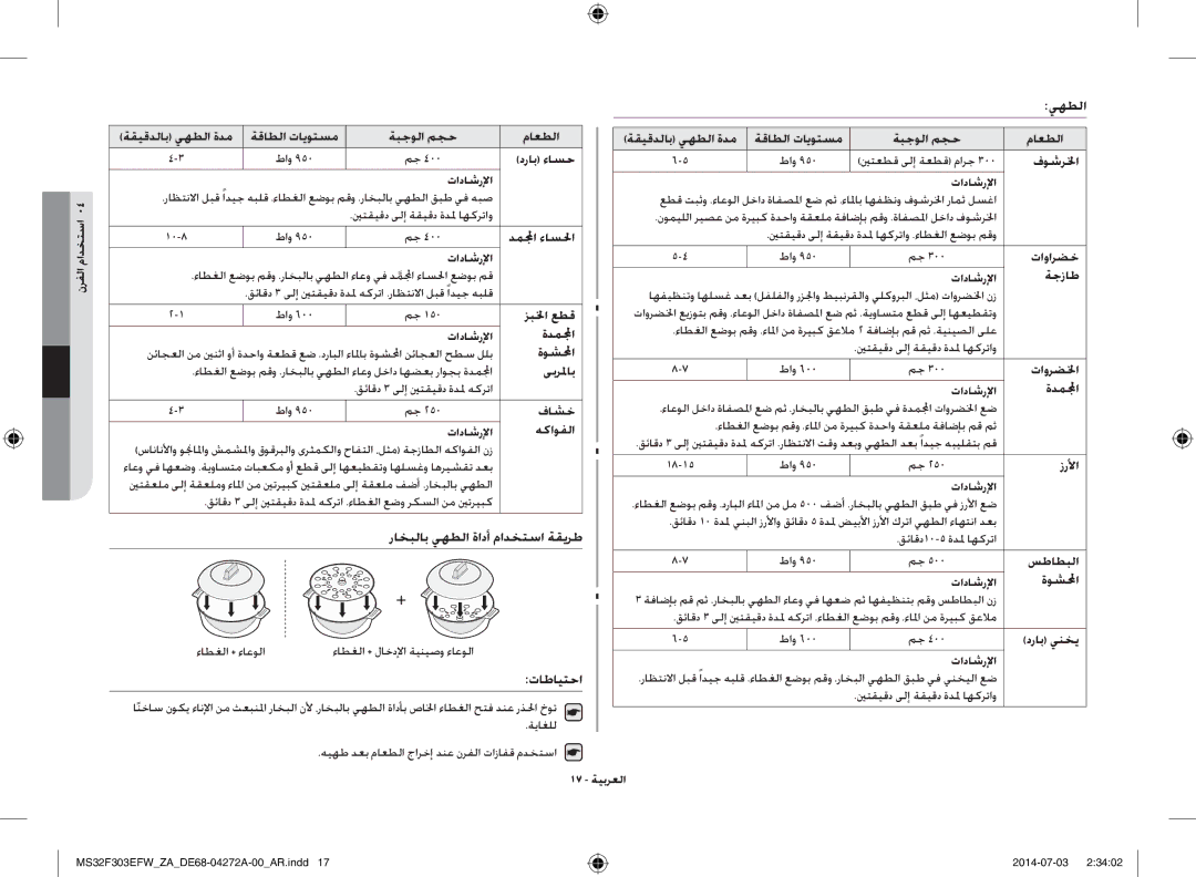 Samsung MS32F303EFW/ZA ةبجولا مجح ماعطلا, دراب ءاسح, تاداشرلإا, زبلخا عطق, ةدملمجا, ةوشلمحا, ىبرلماب, فاشخ, فوشرلخا, ةجزاط 