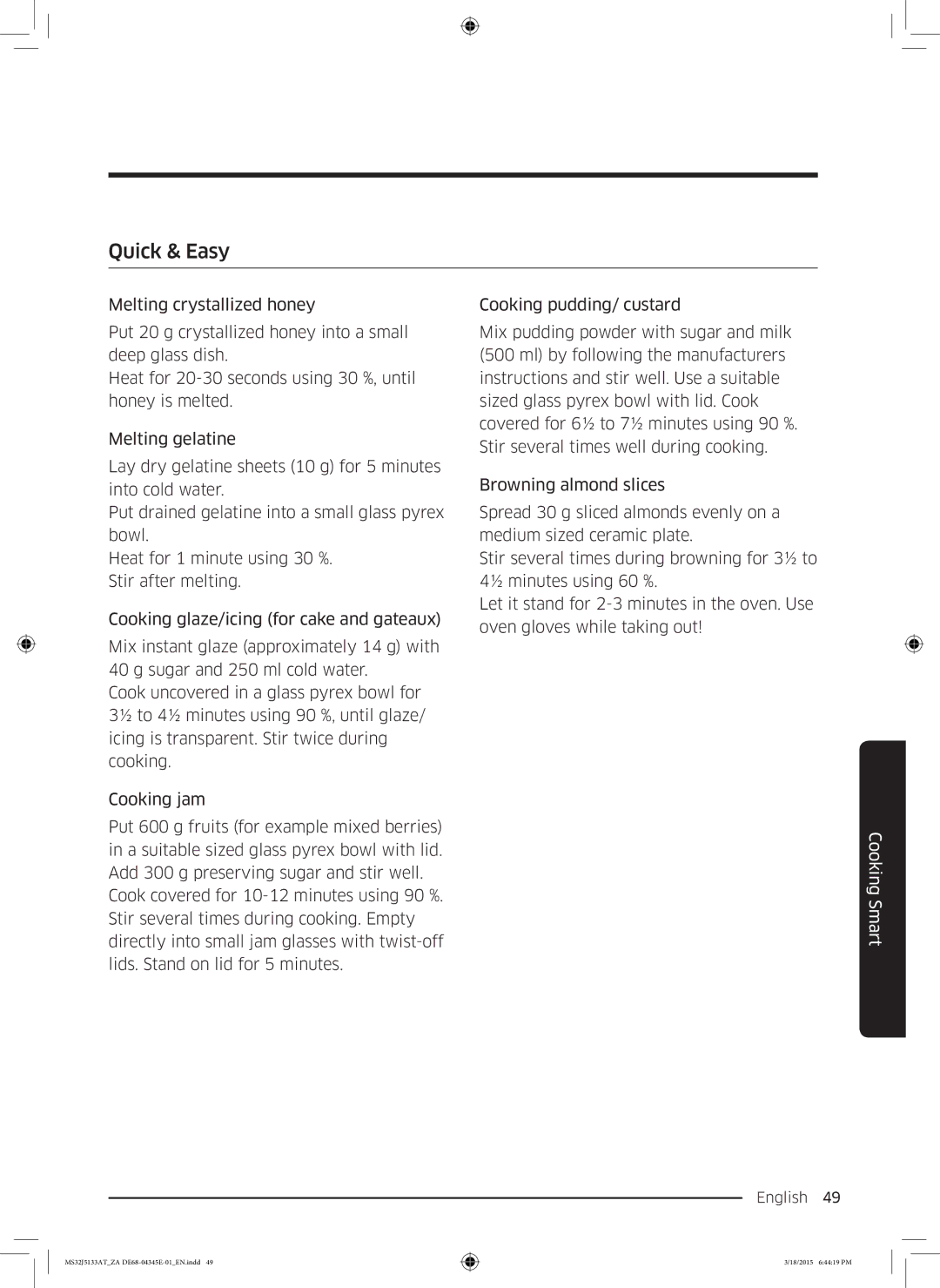 Samsung MS32J5133AT/ZA manual Quick & Easy 