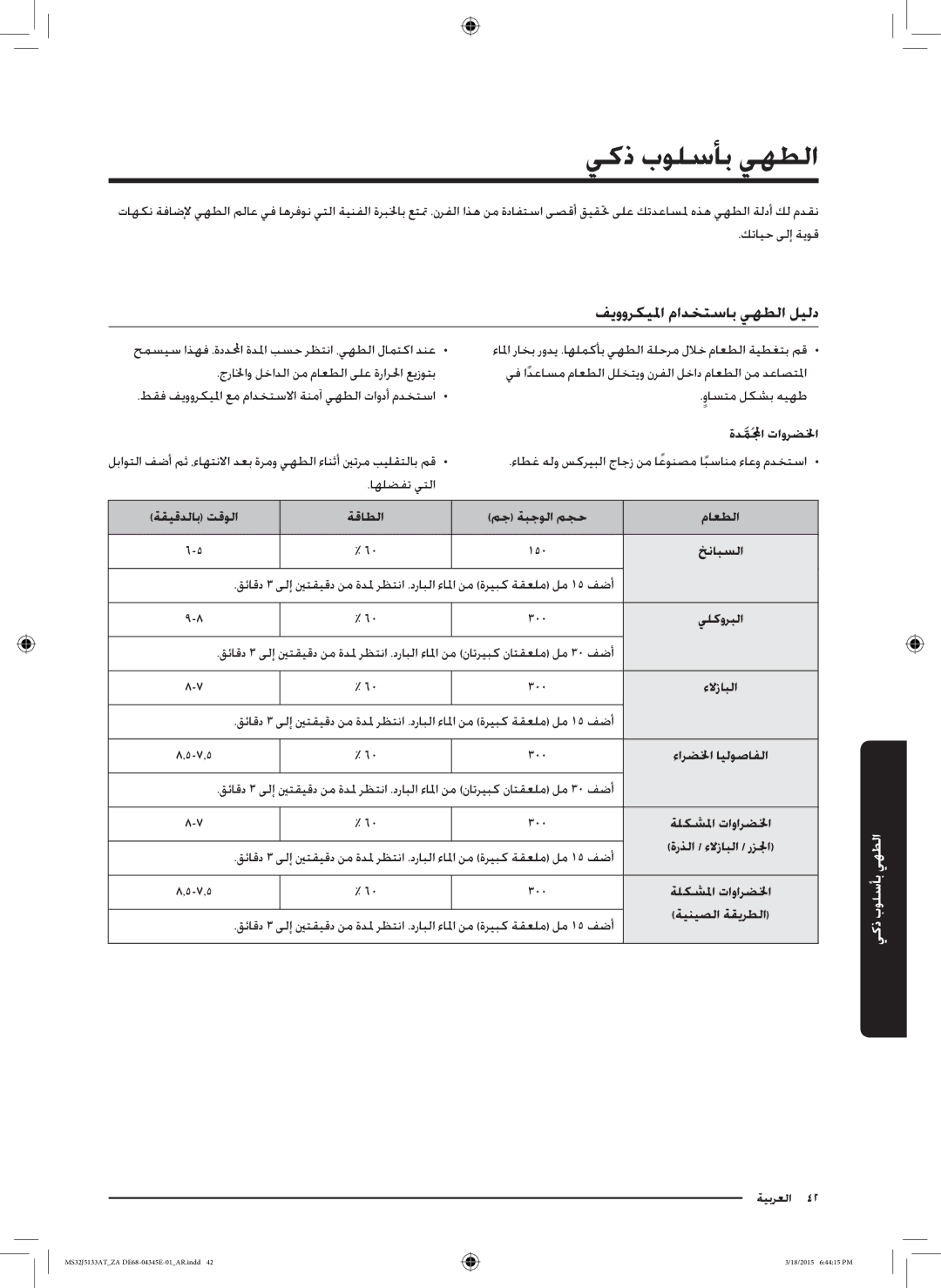 Samsung MS32J5133AT/ZA manual يكذ بولسأب يهطلا, فيووركيلما مادختساب يهطلا ليلد 