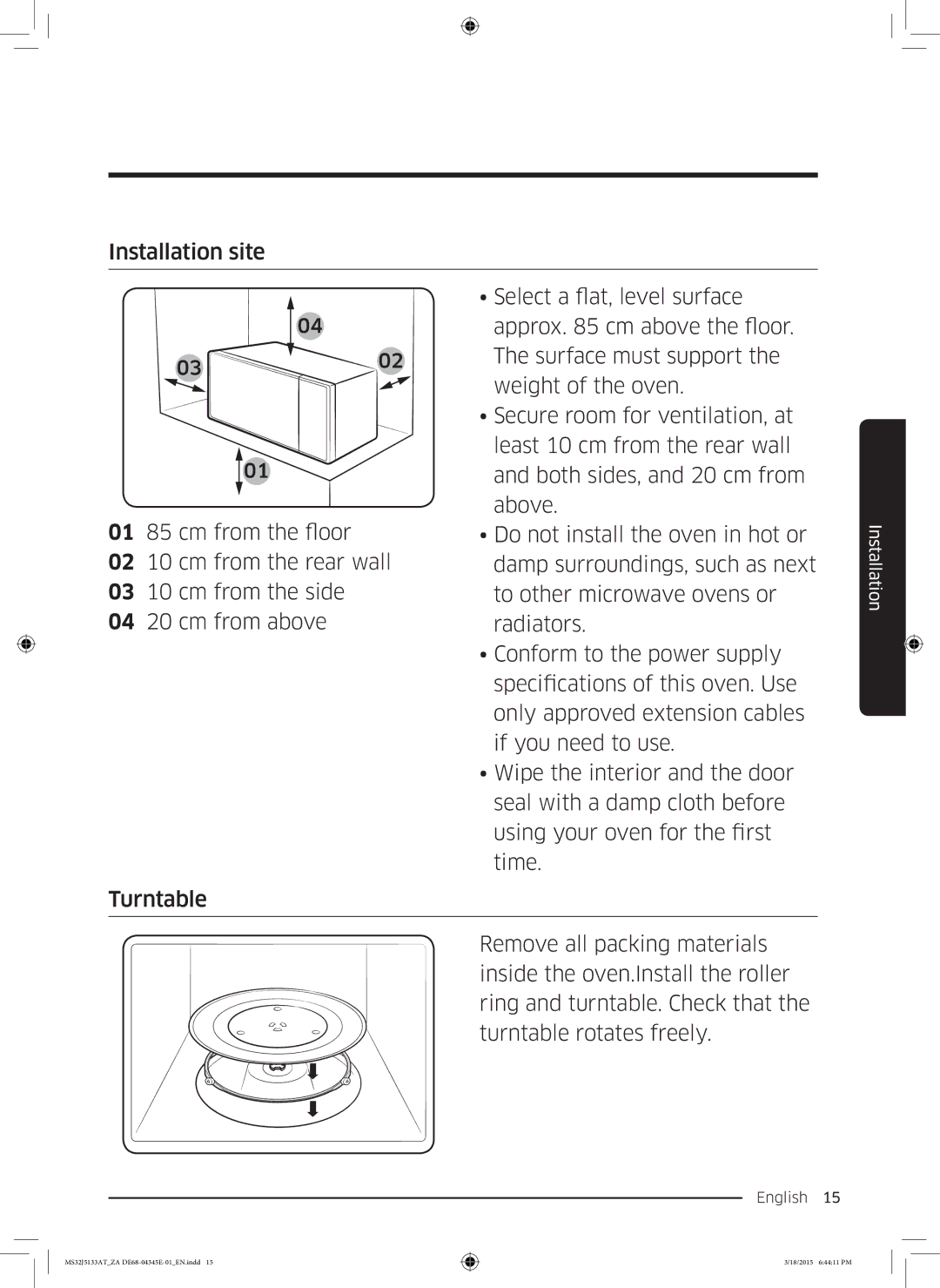 Samsung MS32J5133AT/ZA manual Select a flat, level surface 