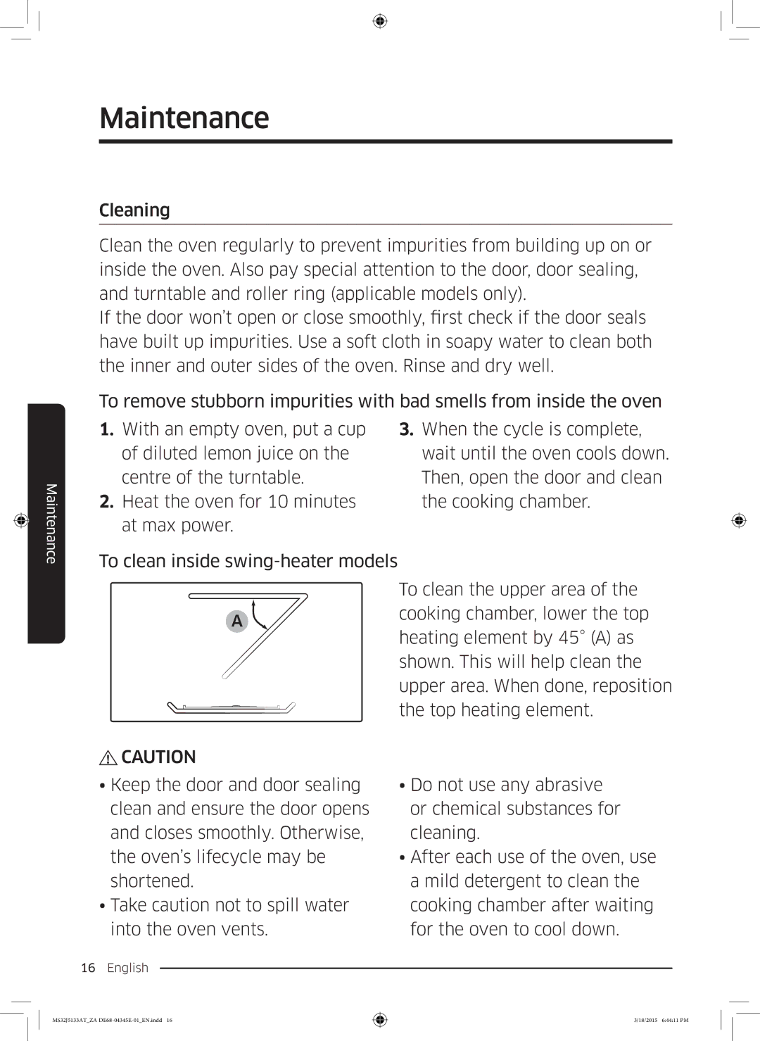 Samsung MS32J5133AT/ZA manual Maintenance 