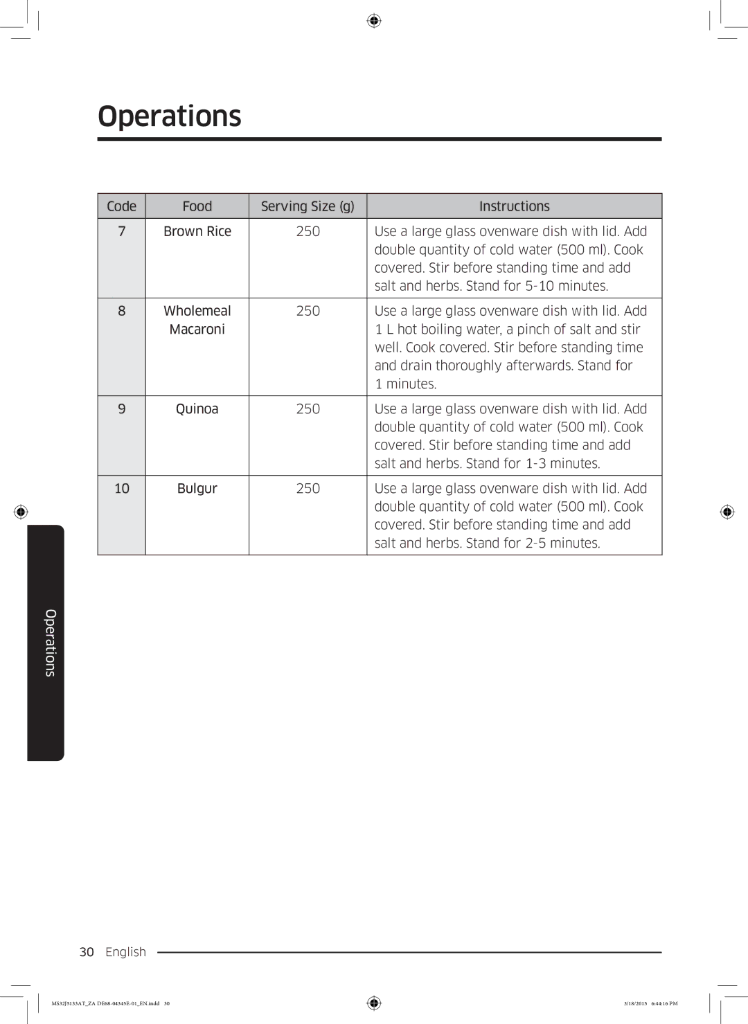 Samsung MS32J5133AT/ZA manual Operations 