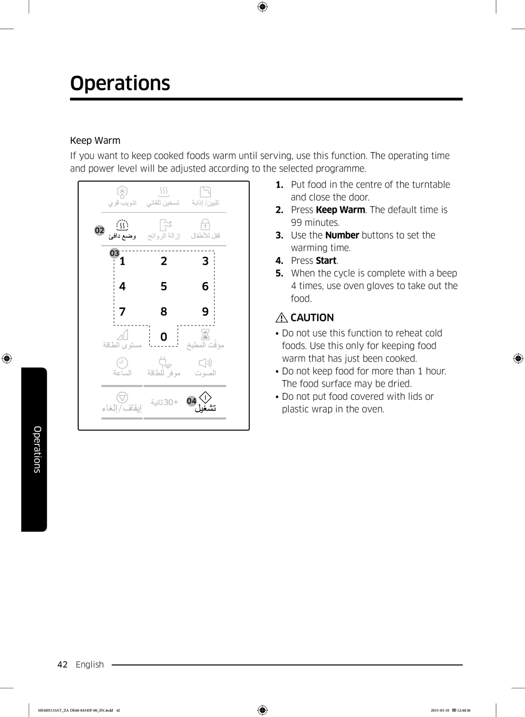 Samsung MS40J5133AT/ZA manual Operations 