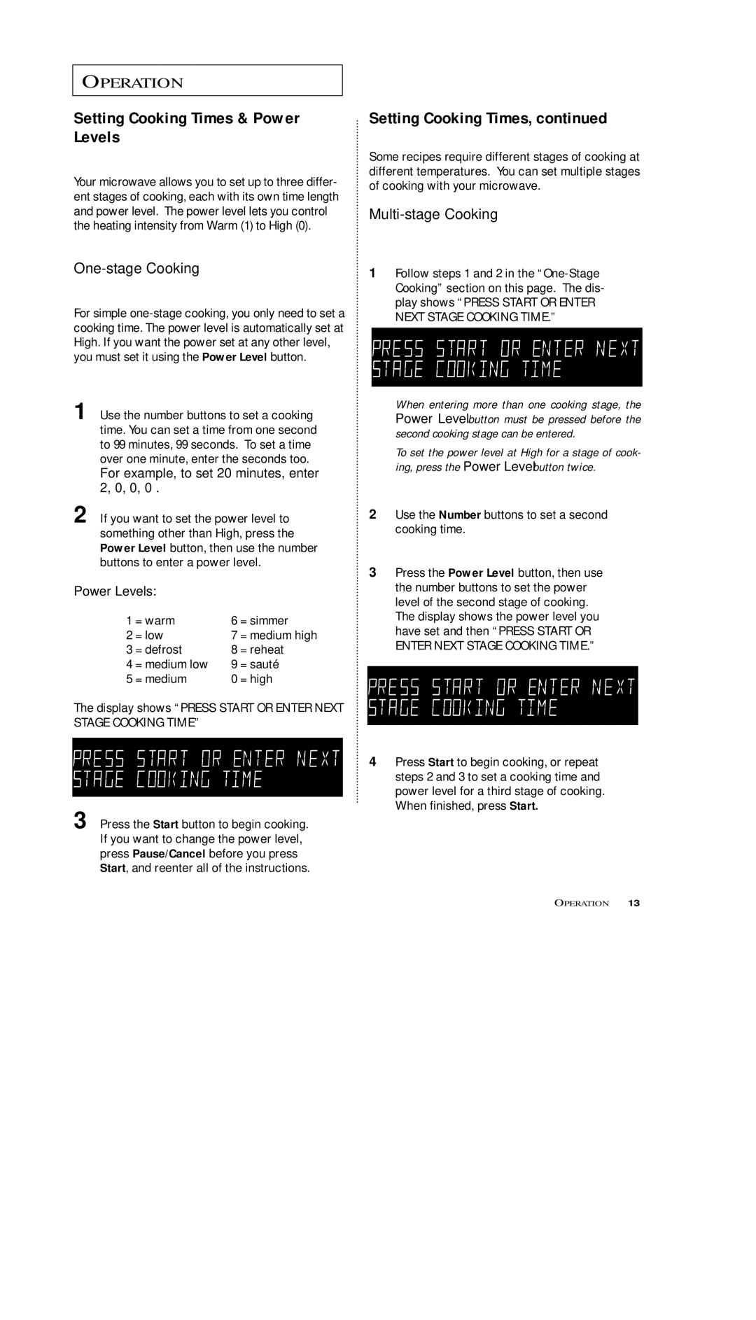 Samsung MS5797G, MS7797G, MS5796W, MS7796W, MS5796S manual Setting Cooking Times & Power Levels 