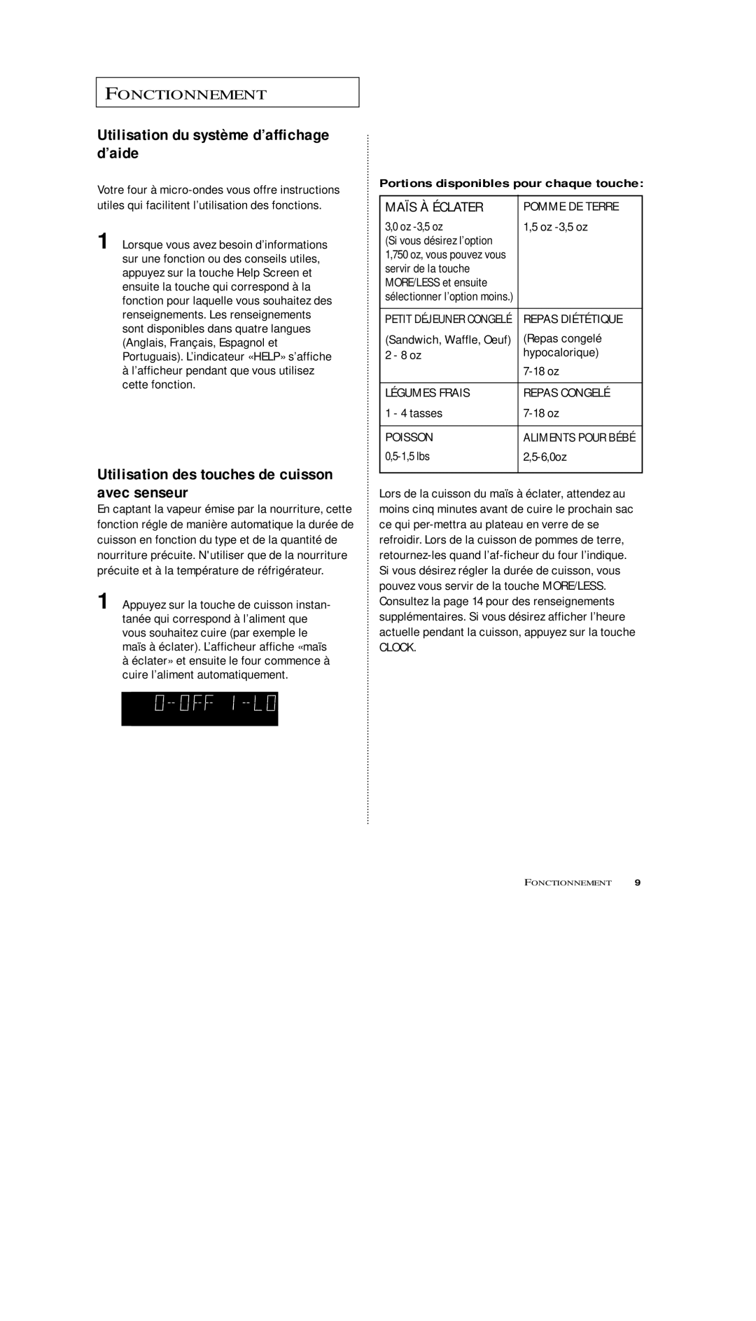 Samsung MS7797G, MS5796W manual Utilisation du système d’affichage d’aide, Utilisation des touches de cuisson avec senseur 