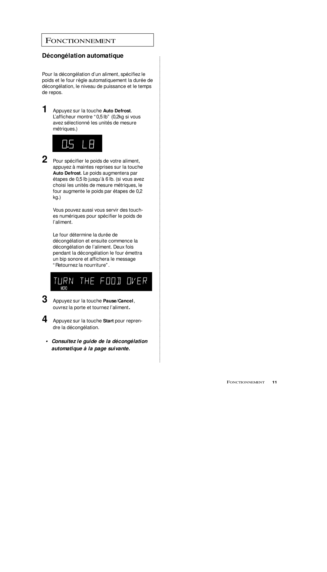 Samsung MS7796W, MS7797G, MS5796W, MS5797G, MS5796S manual Fonctionnement 