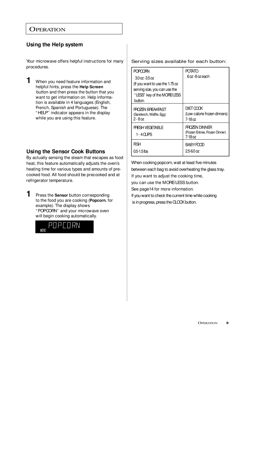 Samsung MS5796S, MS7797G, MS5796W, MS7796W, MS5797G manual Using the Help system, Using the Sensor Cook Buttons 