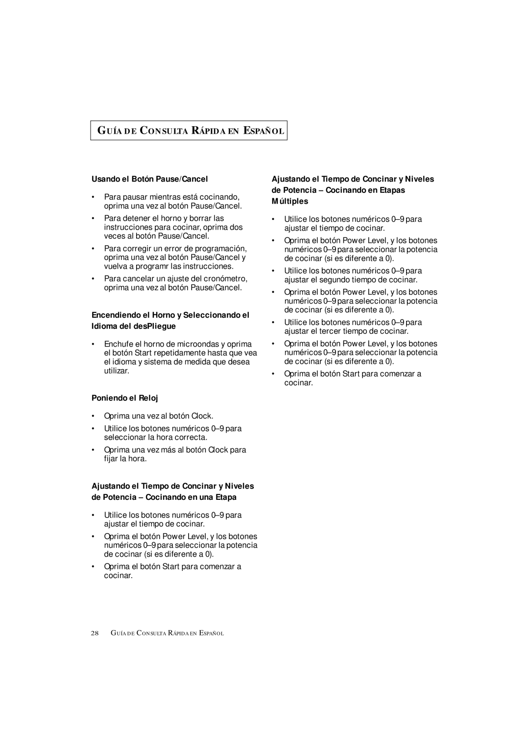 Samsung MS8899S manual Usando el Botón Pause/Cancel 