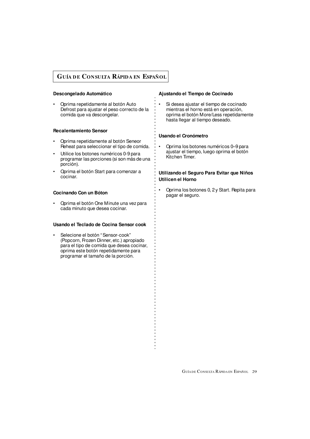 Samsung MS8899S manual Cocinando Con un Bóton 