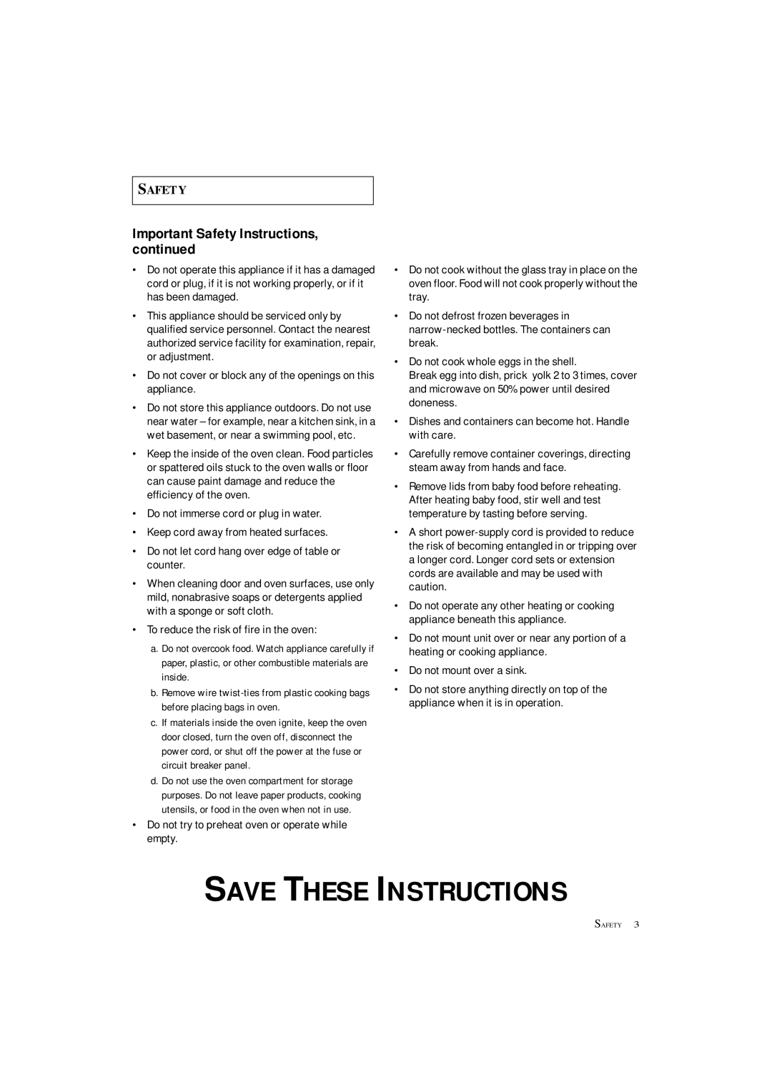 Samsung MS8899S manual Important Safety Instructions 