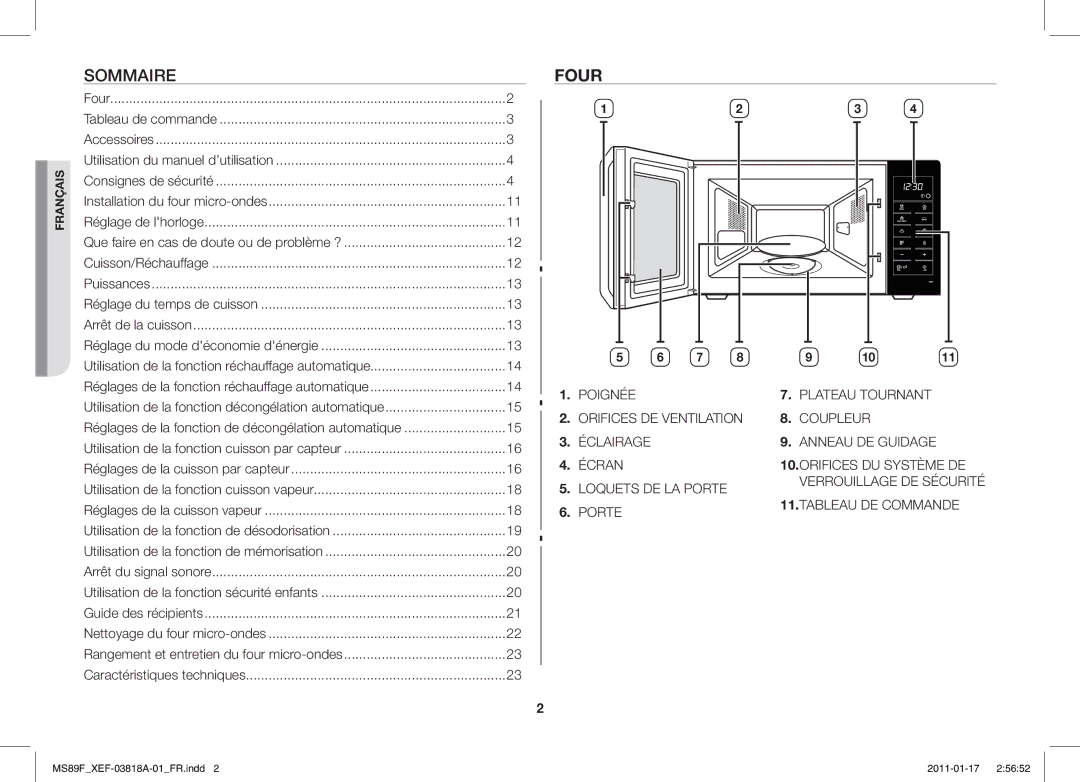 Samsung MS89F-S/XEF, ME89F-1S/XEF manual Sommaire, Four 