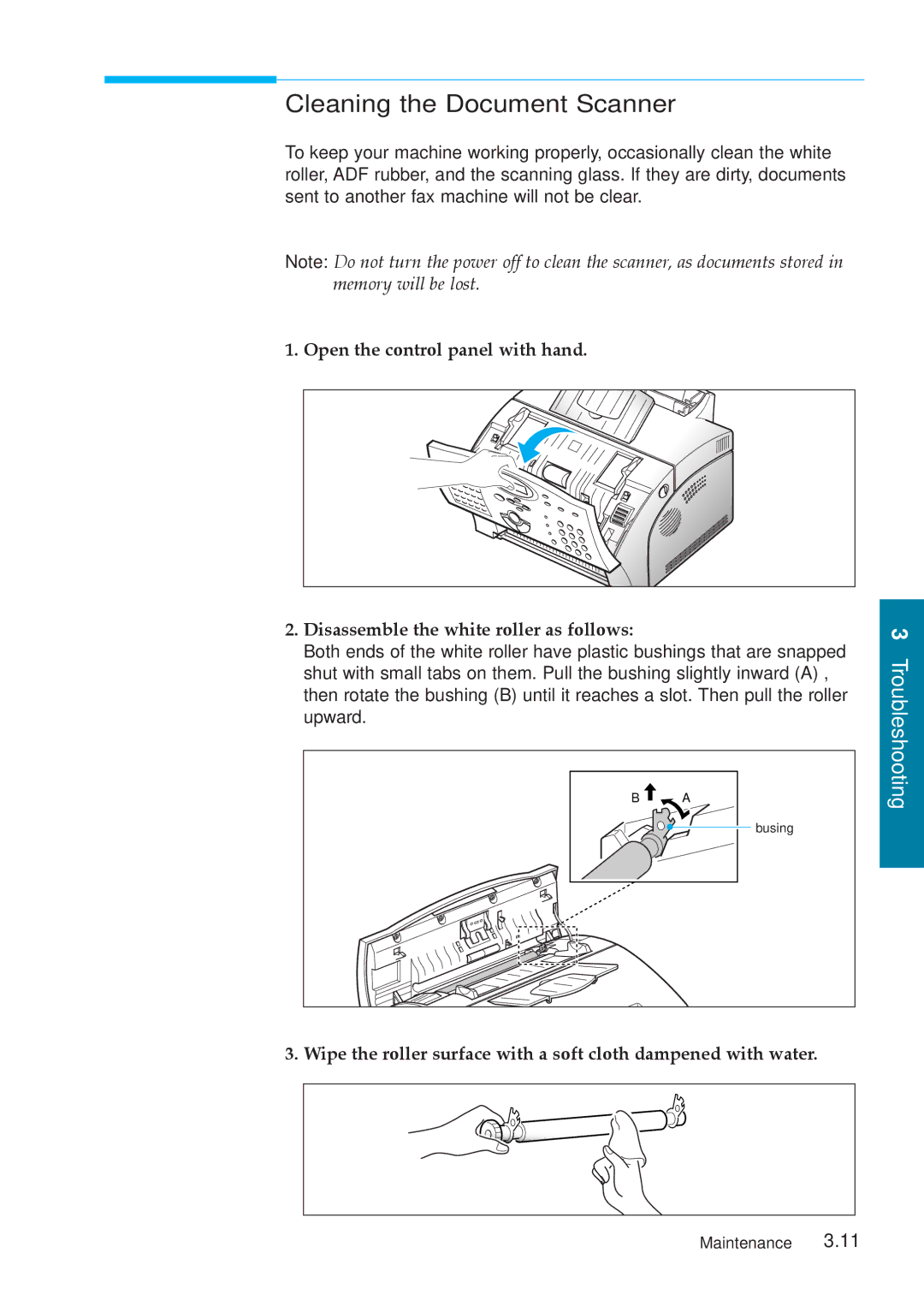 Samsung MSYS 5200 manual Cleaning the Document Scanner 