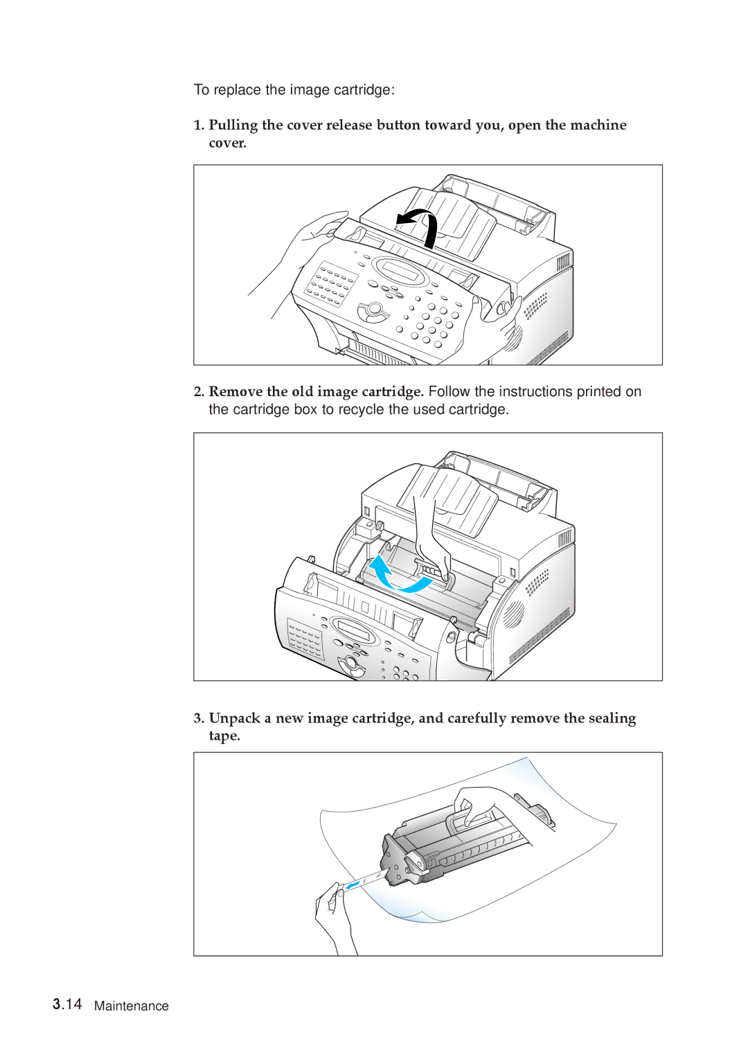 Samsung MSYS 5200 manual To replace the image cartridge 