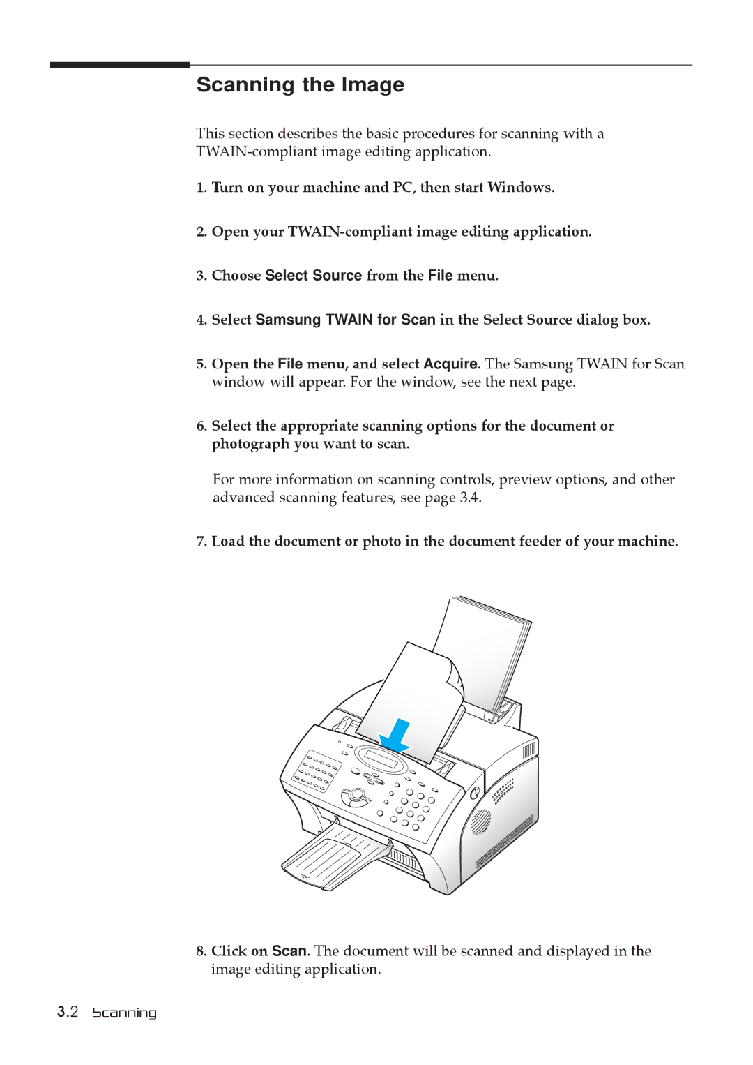 Samsung MSYS 5200 manual Scanning the Image 