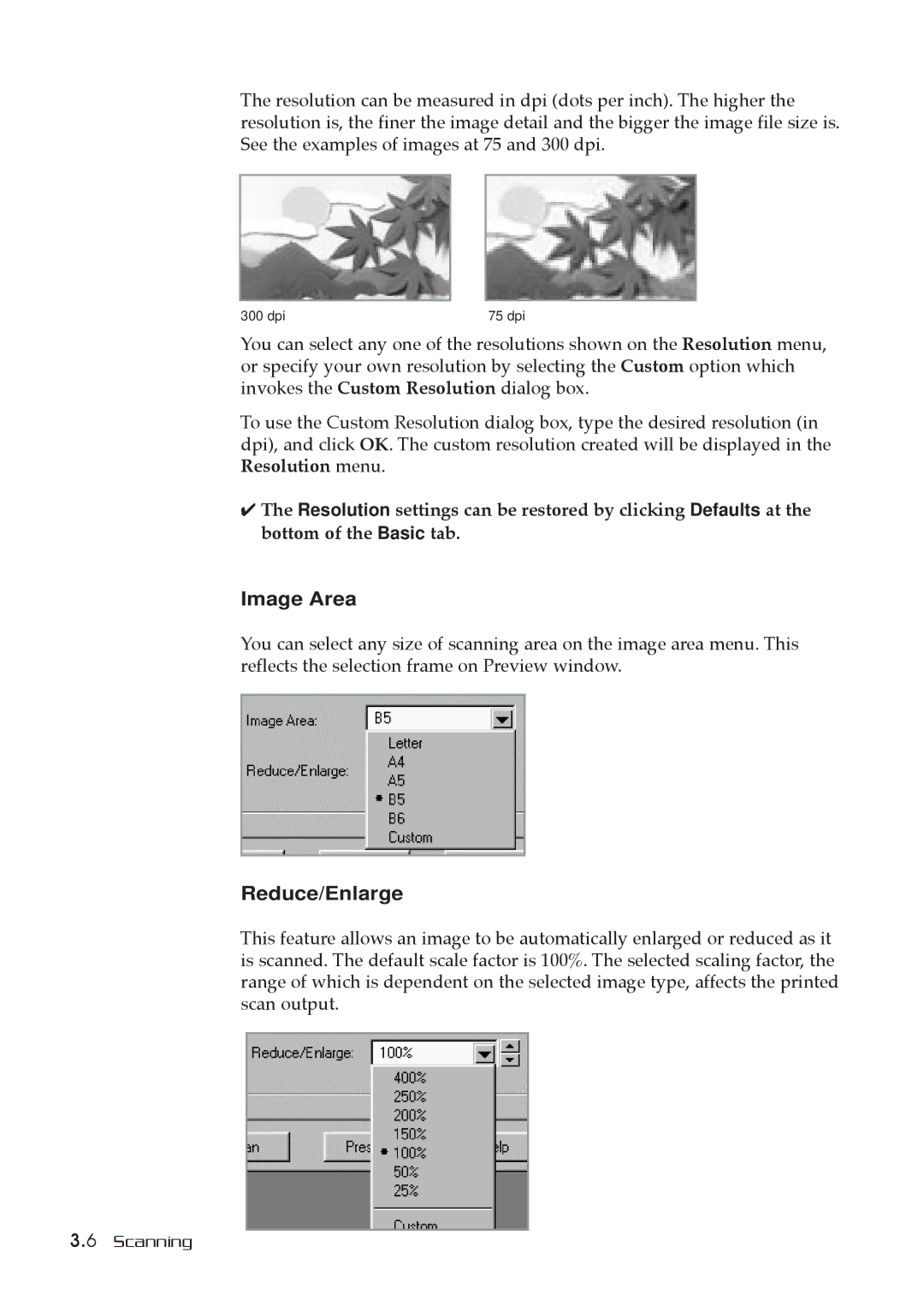 Samsung MSYS 5200 manual Image Area, Reduce/Enlarge 