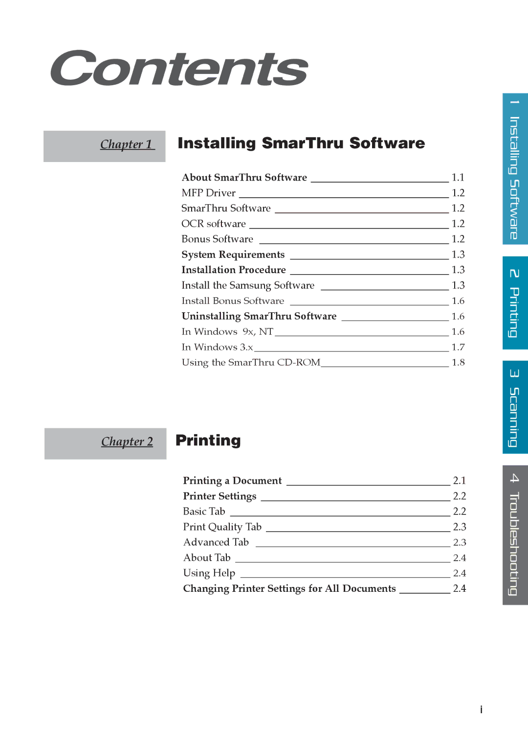 Samsung MSYS 5200 manual Contents 