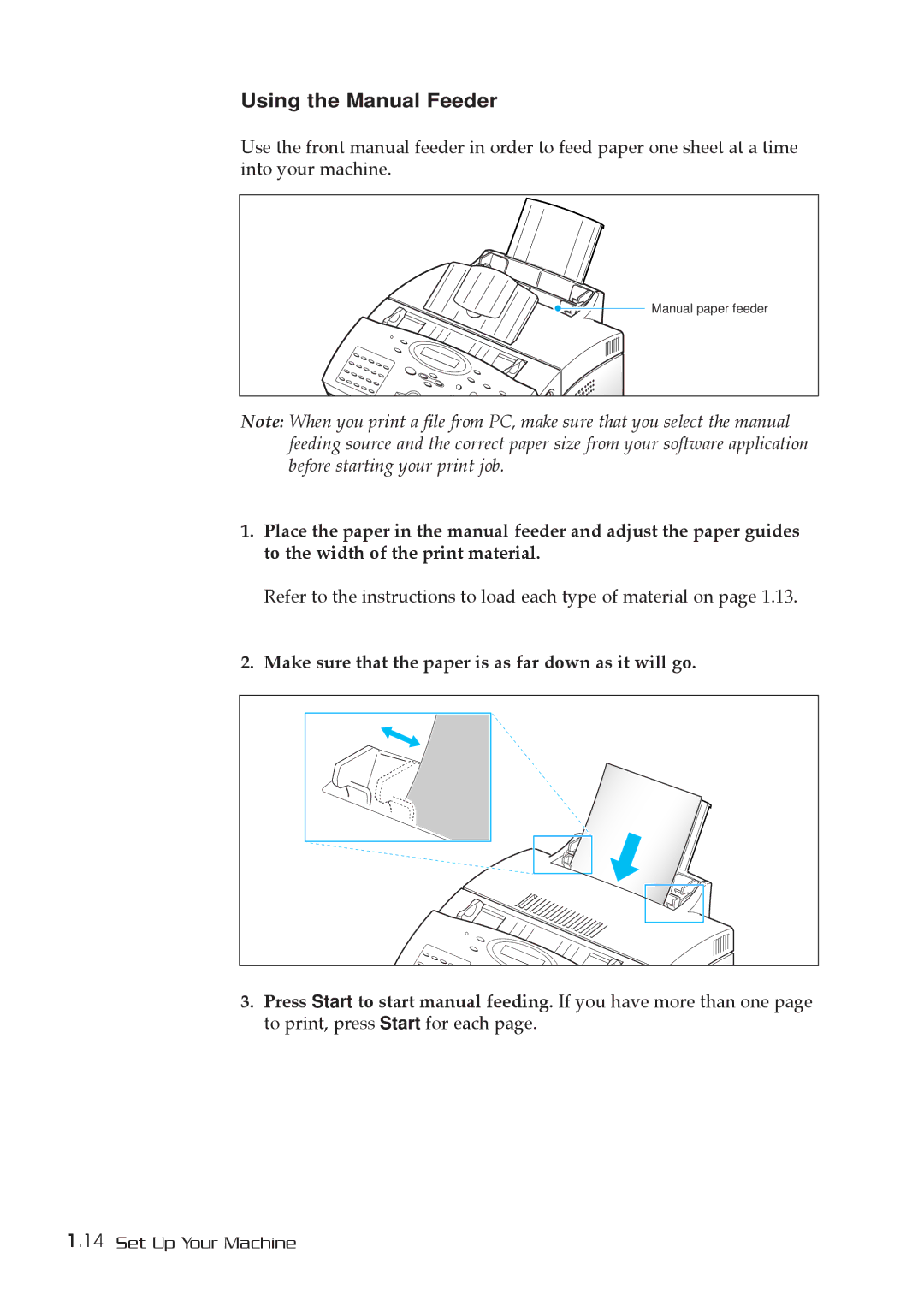 Samsung MSYS 5200 manual Using the Manual Feeder 