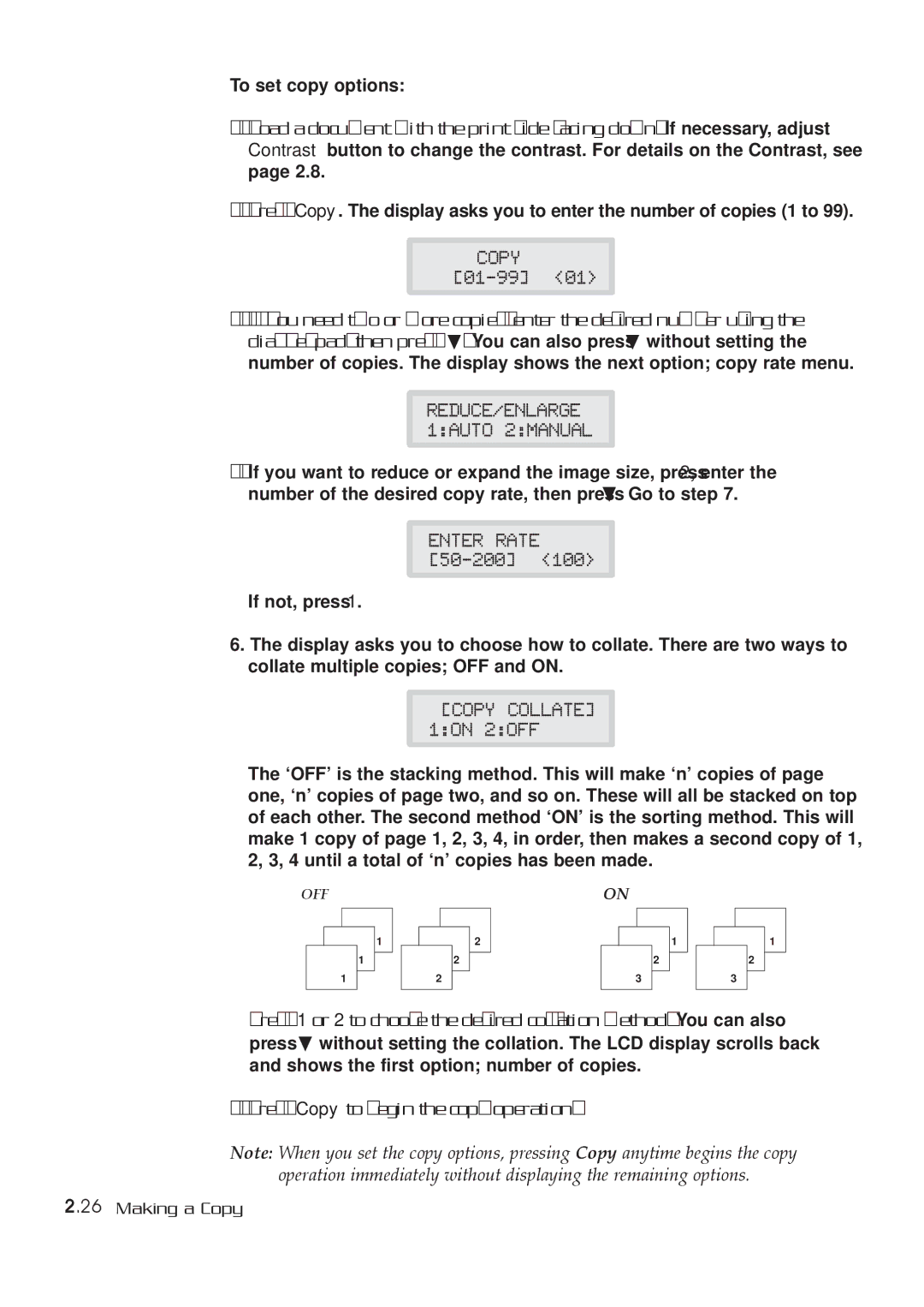 Samsung MSYS 5200 manual To set copy options 